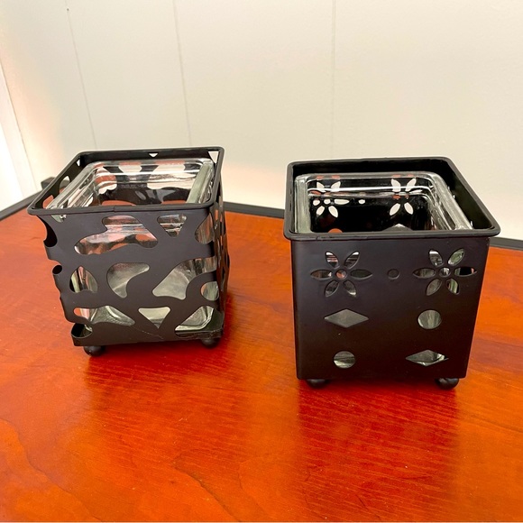 Accents Black Metal And Glass Square Candle Holder Votives Poshmark